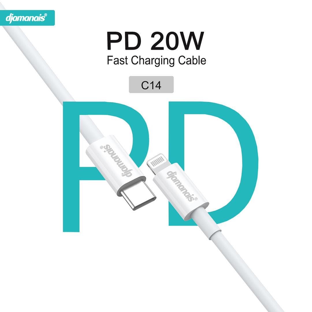 Câble iPhone 20W C14 PD20W Djamanais Garantie 1 Semaine