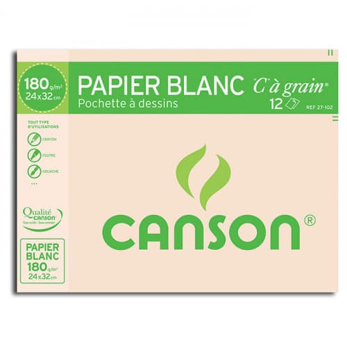 Papier blanc Canson C à Grain de 12 Feuilles, 180 g