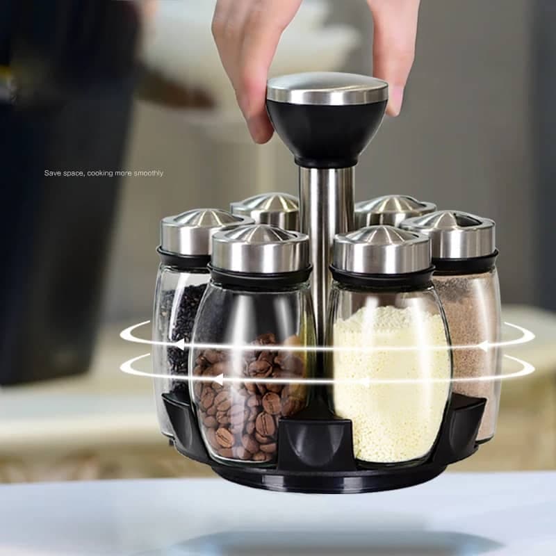 Support de Rangement Rotatif pour Epices avec 6 Pots
